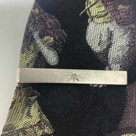 Swank Vintage Silver Sun Tie Clip - Picture 1 of 3